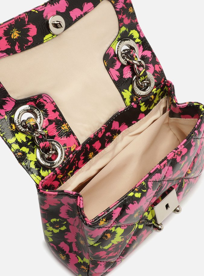 Bolsa Tiracolo Preta Couro Mizz Pequena Estampa