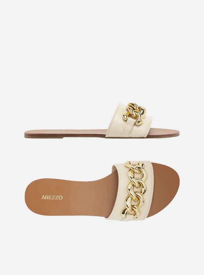 Rasteira Off-White Flat Corrente