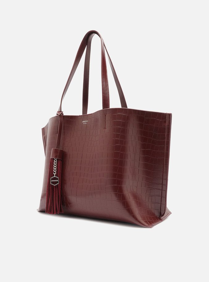 Bolsa Shopping Vinho Croco Grande Barbicacho