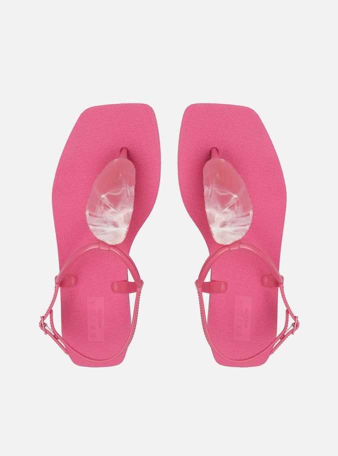 Sandália Rasteira Rosa Slim Square Quartzo