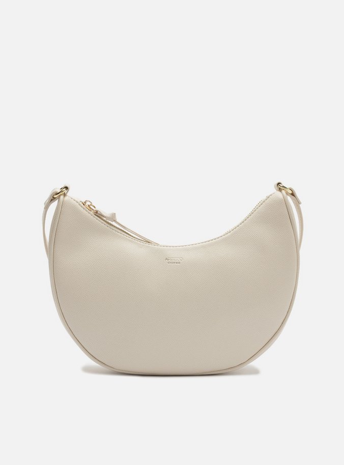 Bolsa Hobo Off White Média Granulada Metais Dourados