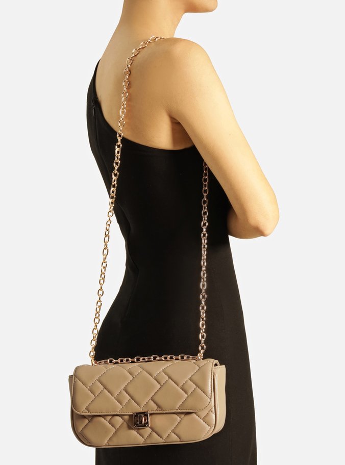 Bolsa Tiracolo Nude Pequena Matelassê Encaixe