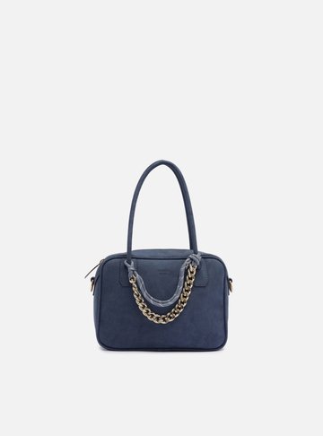 Bolsa Tiracolo Azul Nobuck Pequena Cordão