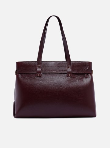Bolsa Shopping Vermelha Couro Grande Fivelas