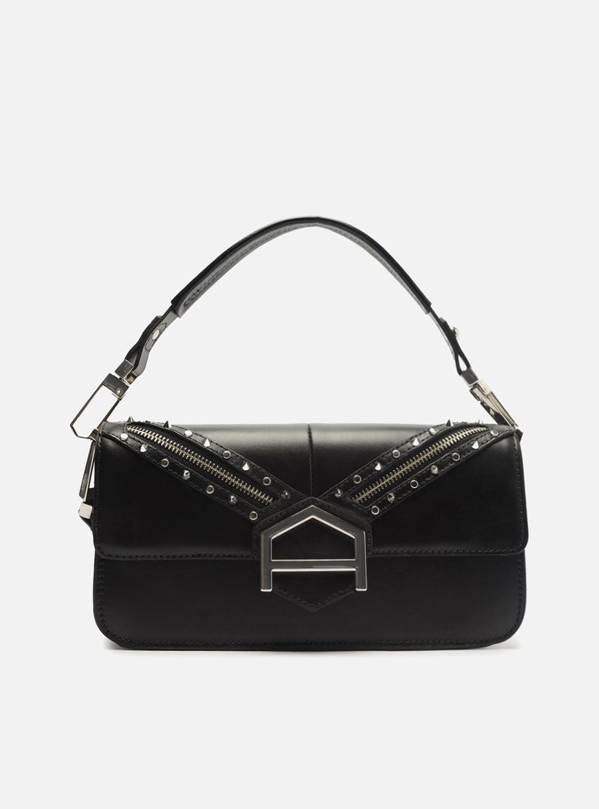 Bolsa Tiracolo Preta Couro Média Spikes