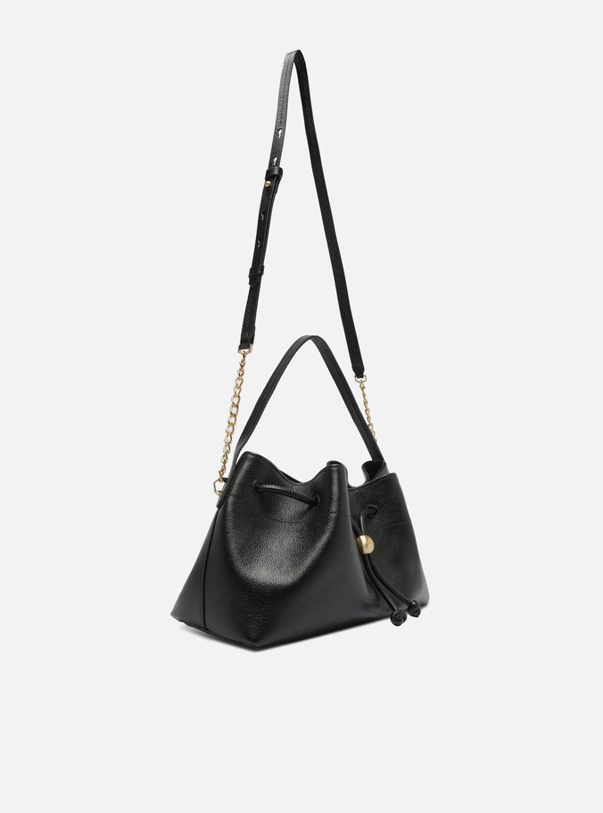 Bolsa Bucket Preta Couro Média Knot