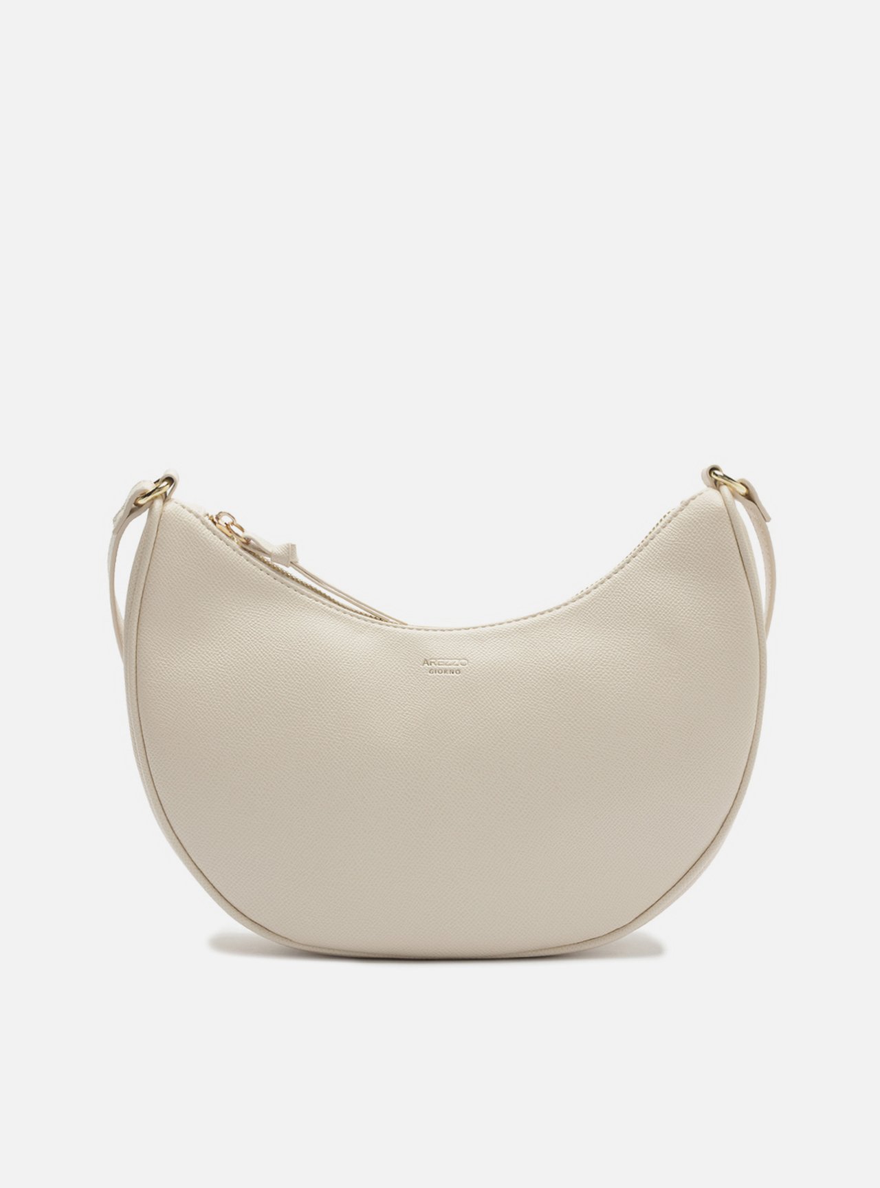 Bolsa Hobo Off White Média Granulada Metais Dourados — foto 1