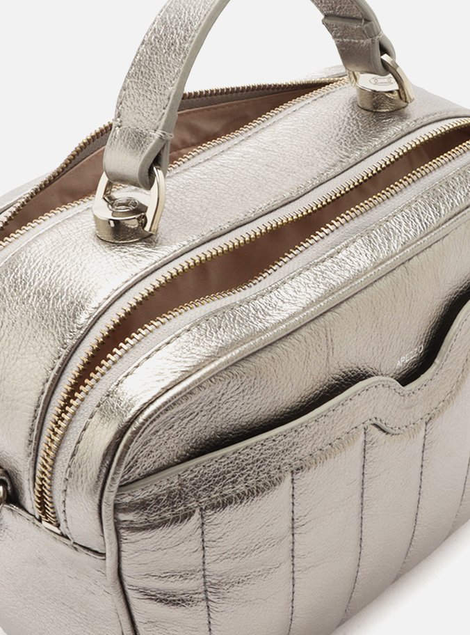 Bolsa Tiracolo Prata Couro Francine Média
