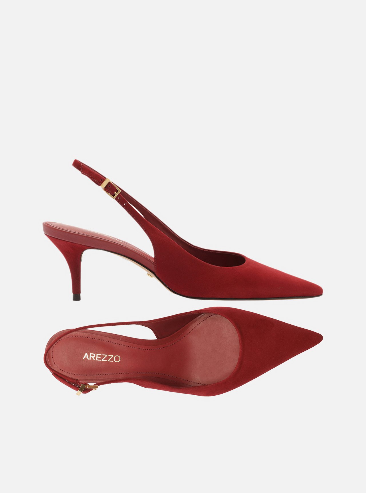 Scarpin Vermelho Acamurçado Slingback Salto Baixo — foto 5