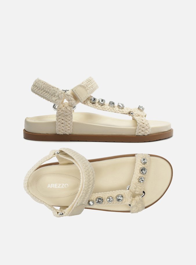 Sandália Off-White Flatform Bordada Mykonos
