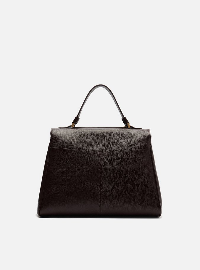 Bolsa Satchel Marrom Couro Média Lenço