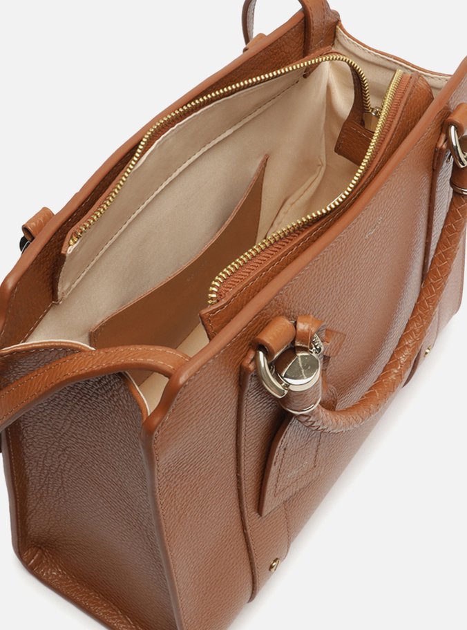 Bolsa Tote Marrom Camel Couro Piazza Grande