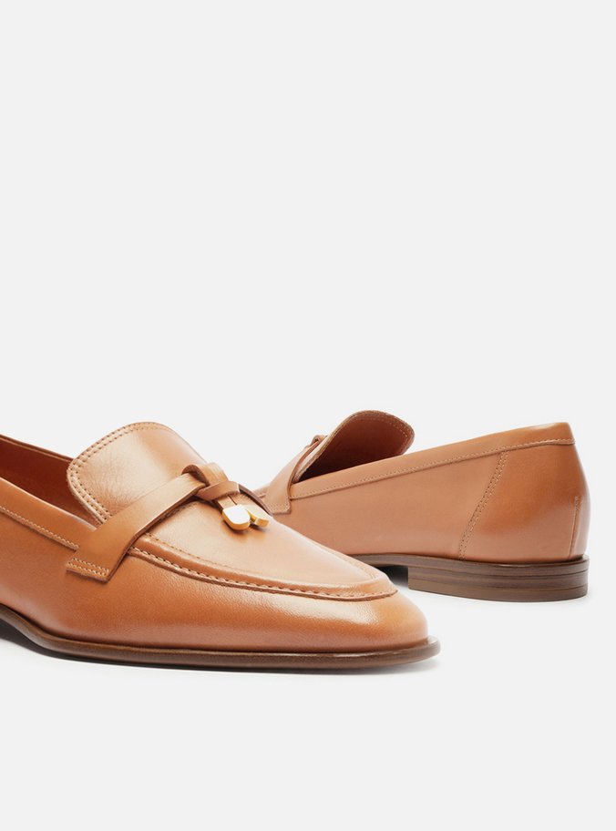Mocassim Marrom Couro Detalhe Tira