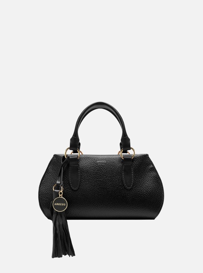 Bolsa Tote Preta Média Bag Charm Duplo