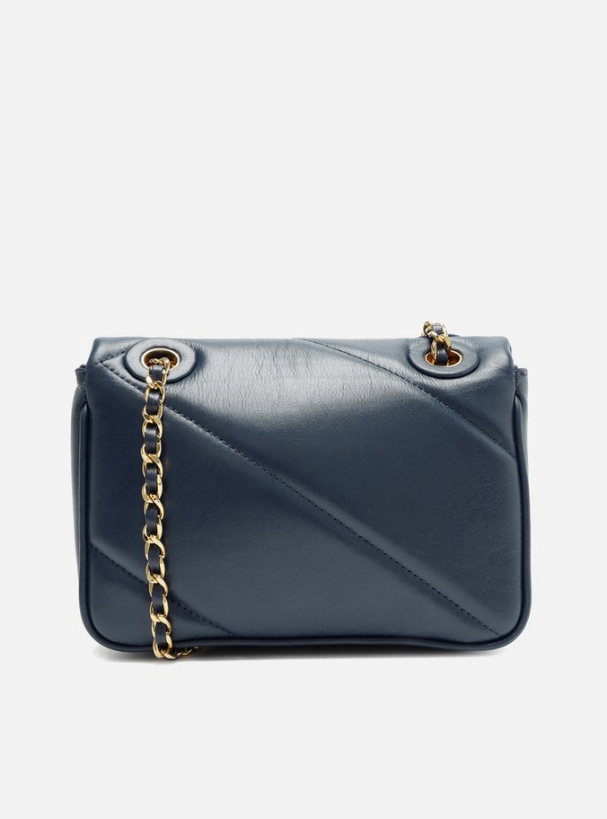 Bolsa Tiracolo Azul Couro Pequena Pingentes