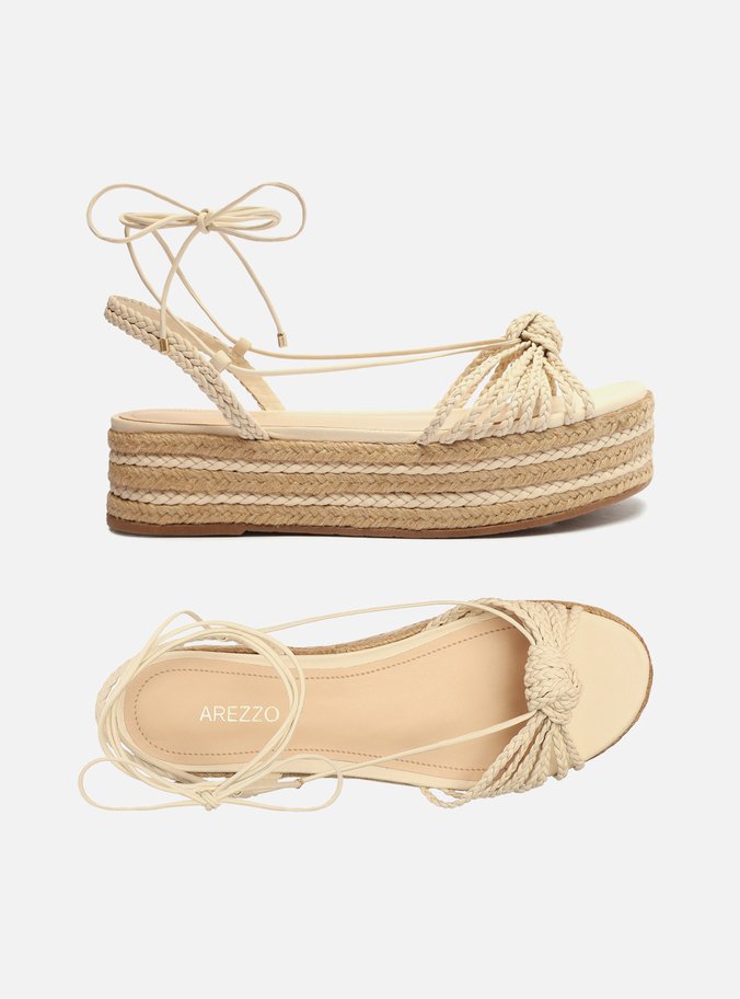 Sandália Off-White Flatform Tiras Corda Mykonos