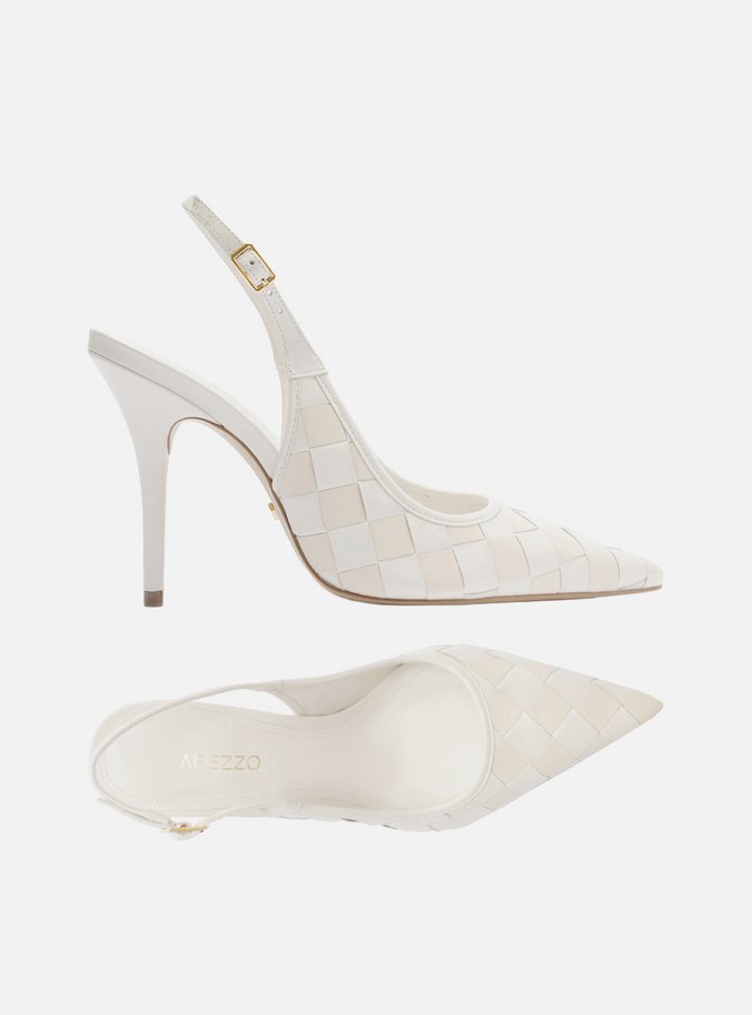 Scarpin Branco Tressê Off-White Slingback