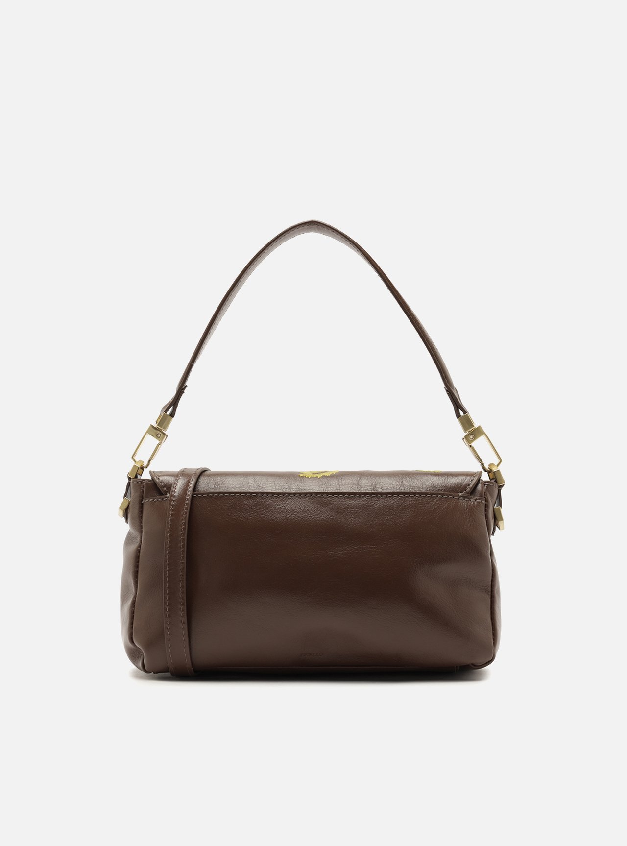 Bolsa Tiracolo Marrom Couro Média — foto 3
