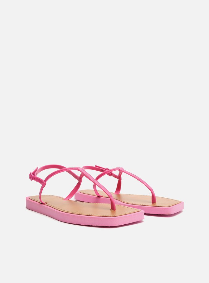 Sandália Rasteira Rosa Slim Square Brizza