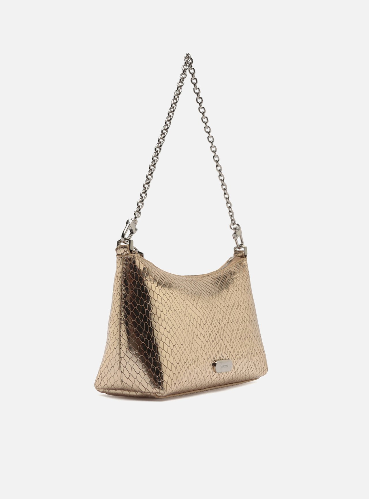 Bolsa Shoulder Preta Couro Média Snake Corrente — foto 5