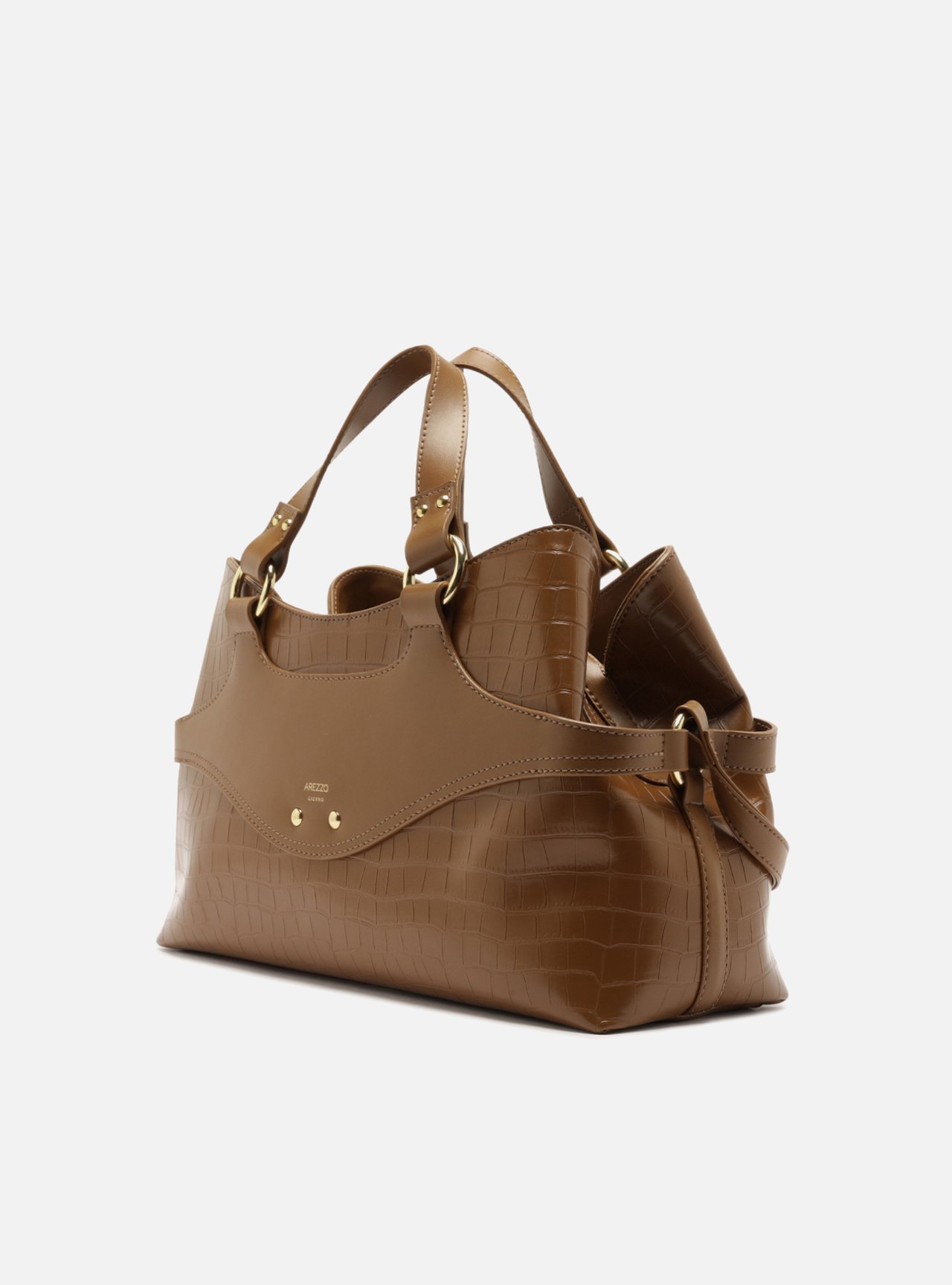 Bolsa Tote Marrom Grande Textura Croco — foto 2