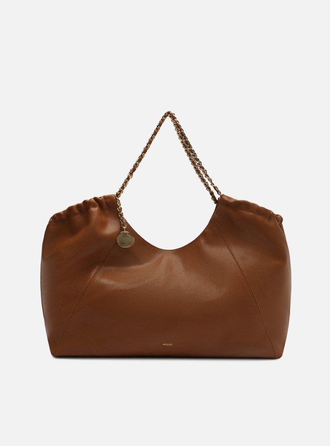 Bolsa Hobo Marrom Couro Grande Alça Corrente
