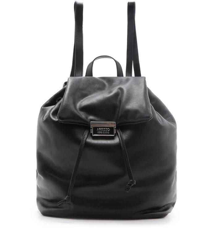 Mochila Couro Lola Grande Preta