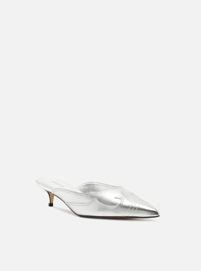 Mule Prata Western Kitten Heels