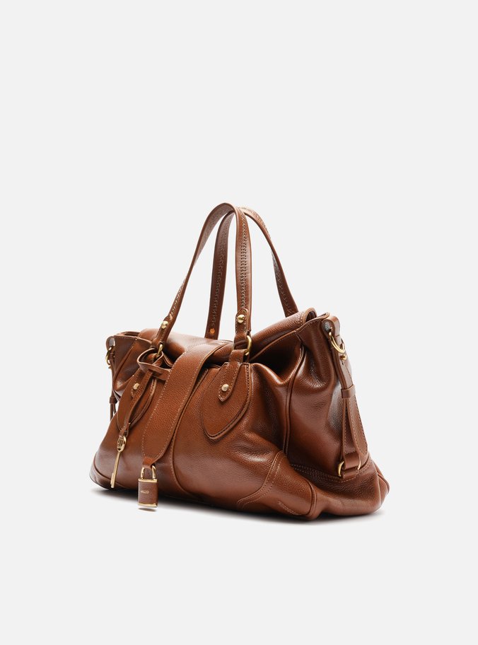Bolsa Tote Caramelo Couro Média Cadeado