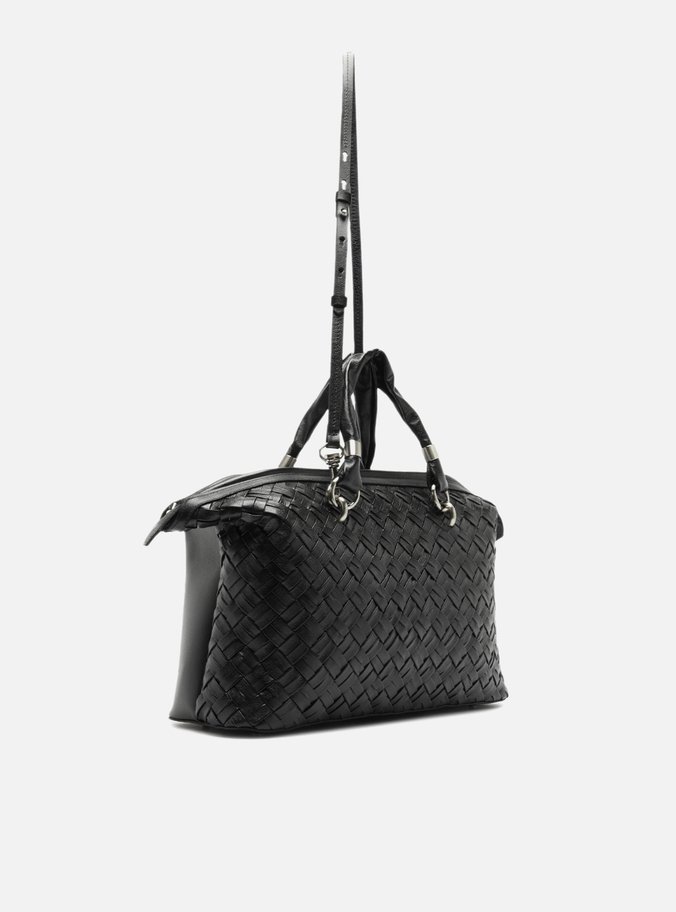 Bolsa Bowling Preta Couro Grande Tressê Maxi