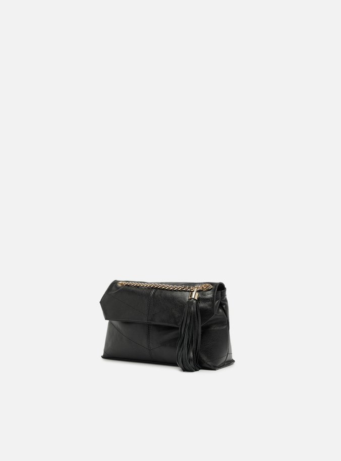 Bolsa Tiracolo Preta Couro Pequena Barbicacho