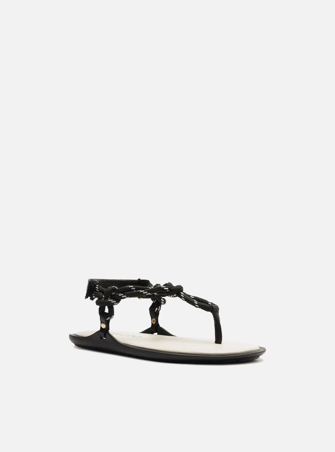 Sandália Rasteira Preta Couro Custom Anklet