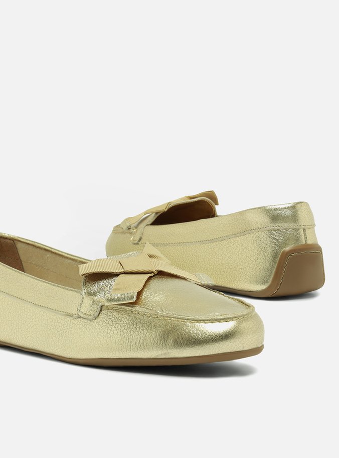 Mocassim Dourado Couro Francesca