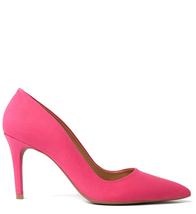 Scarpin Rosa Nobuck Salto Fino Fancy Pink