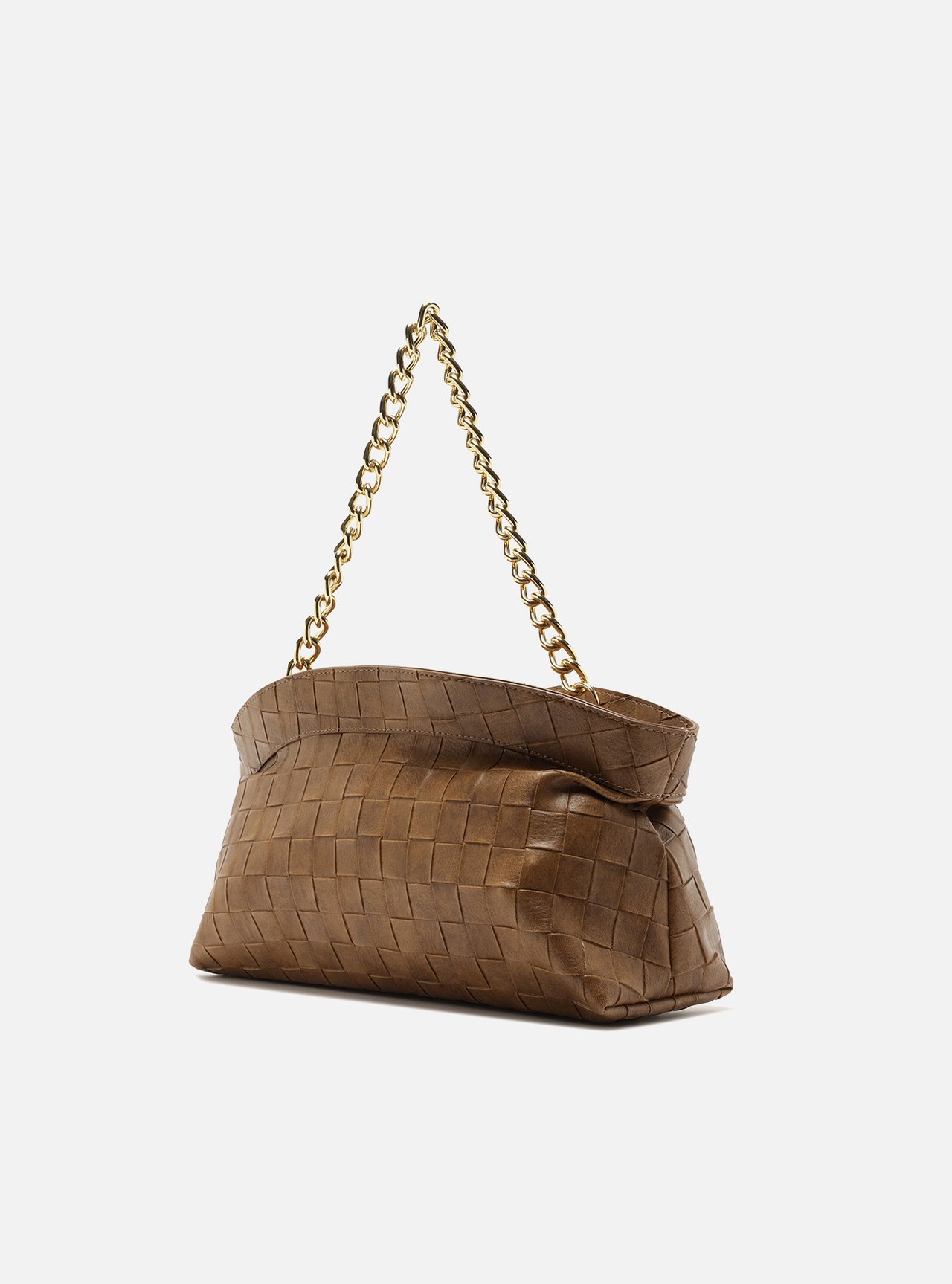 Bolsa Shoulder Marrom Média Tressê Alça Corrente — foto 2