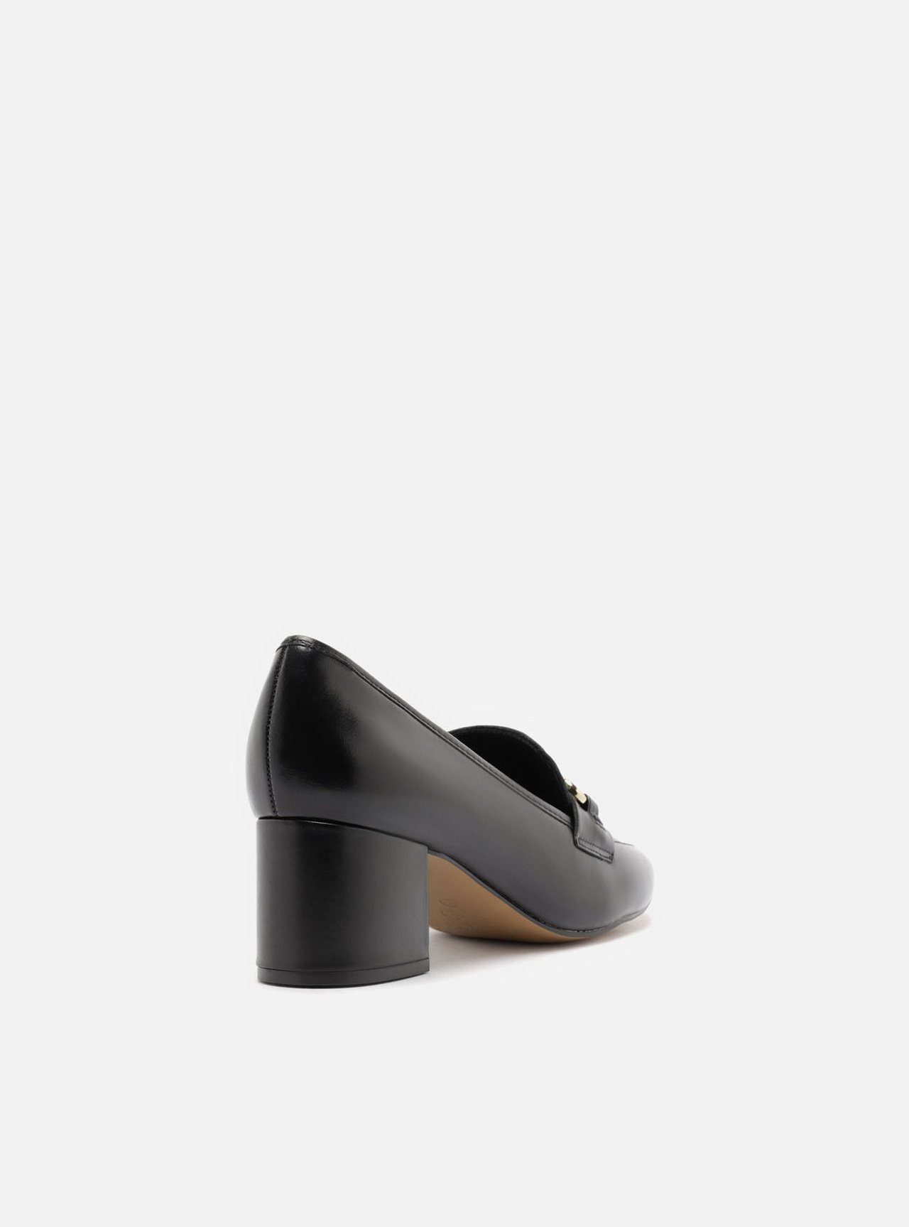Loafer Preto Couro Salto Bloco Bridão — foto 3