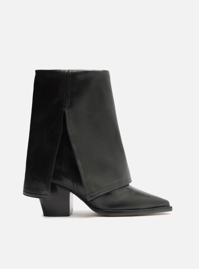 Bota Preta Couro Cano Médio Capa Georgia