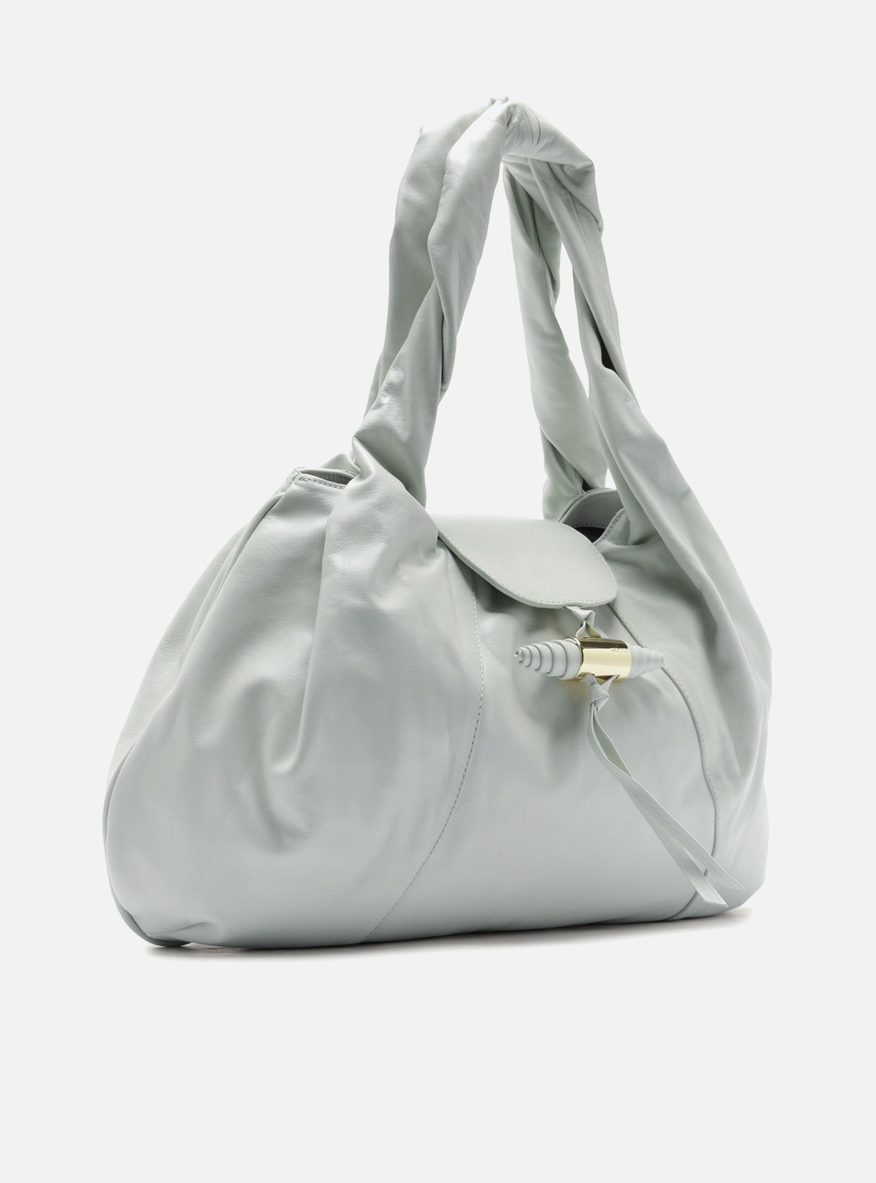 Bolsa Hobo Verde Couro Grande Tiras Metal — foto 5