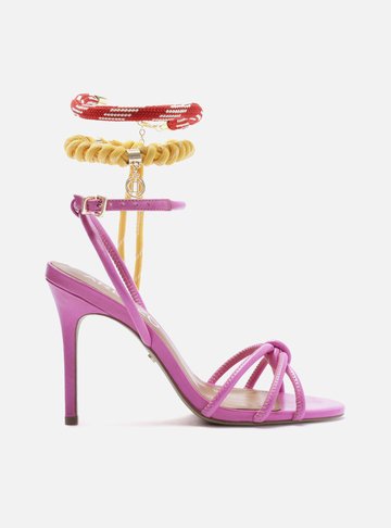 Sandália Rosa Salto Fino Custom Anklet