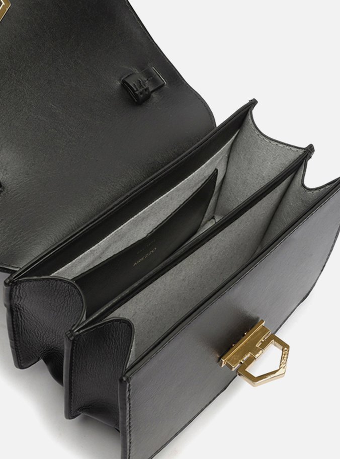 Bolsa Tiracolo Preta Couro Milan Pequena