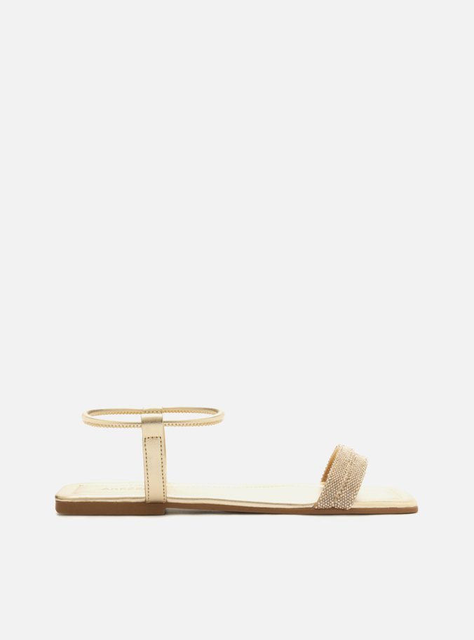 Sandália Rasteira Dourada  Salto Rasteiro