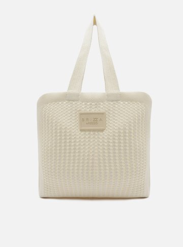 Bolsa Shopping Off-White Crochê Mônaco Grande