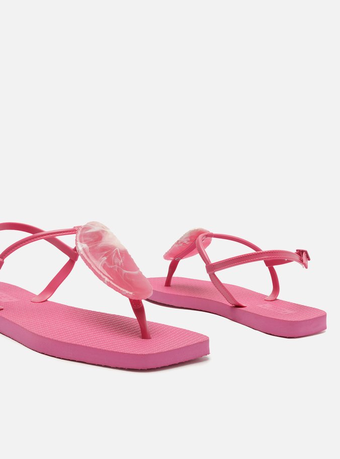Sandália Rasteira Rosa Slim Square Quartzo