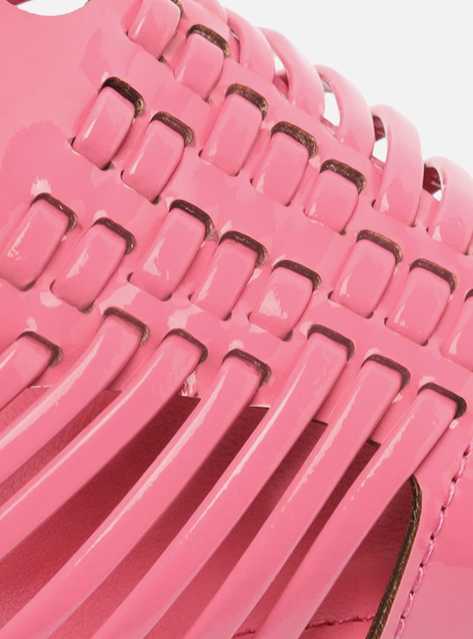 Scarpin Rosa Verniz Meia Pata Bico Fino Paloma