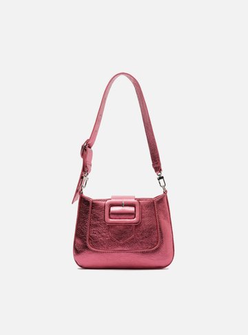 Bolsa Tiracolo Rosa Couro Pequena Fivela
