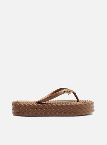 Sandália Marrom Flatform Marrocos Mid Pins
