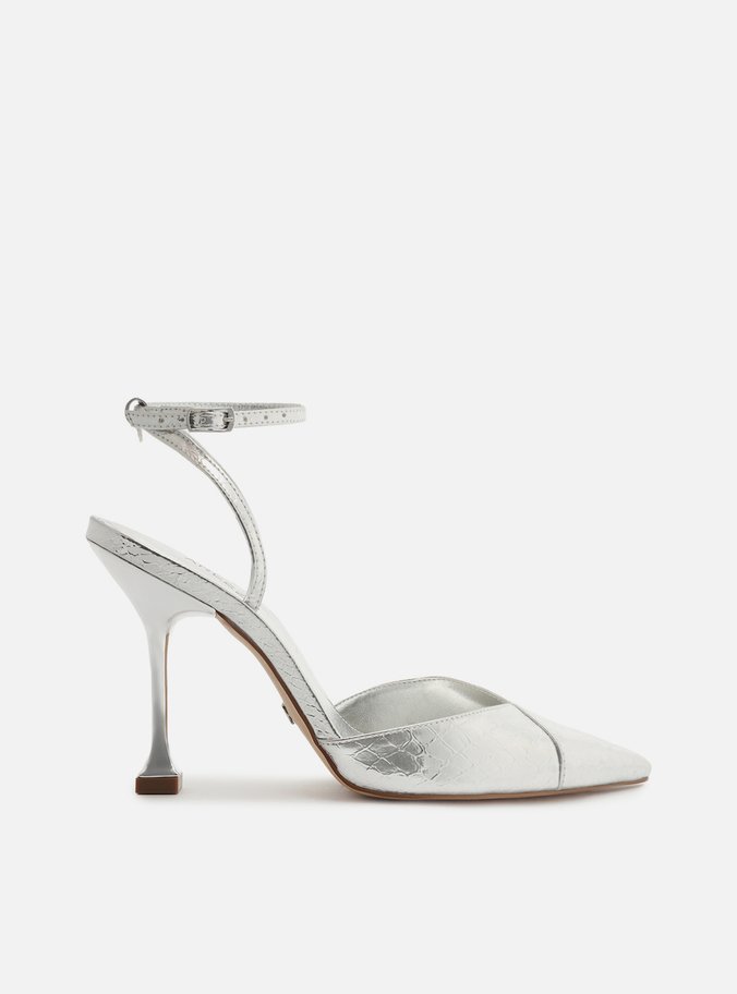 Scarpin Prata Snake Salto Fino Taça