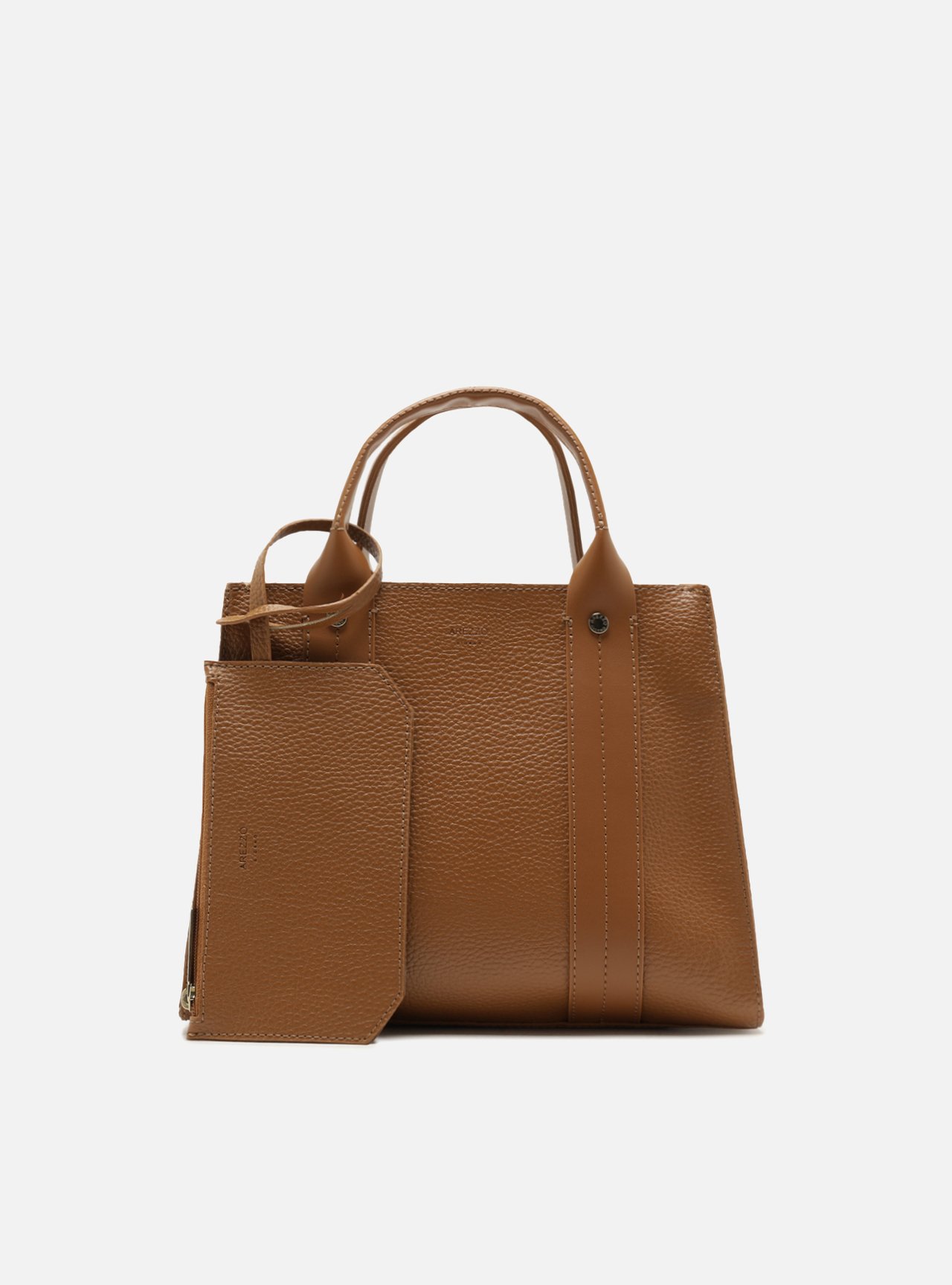 Bolsa Marrom Média Granulada Zíper