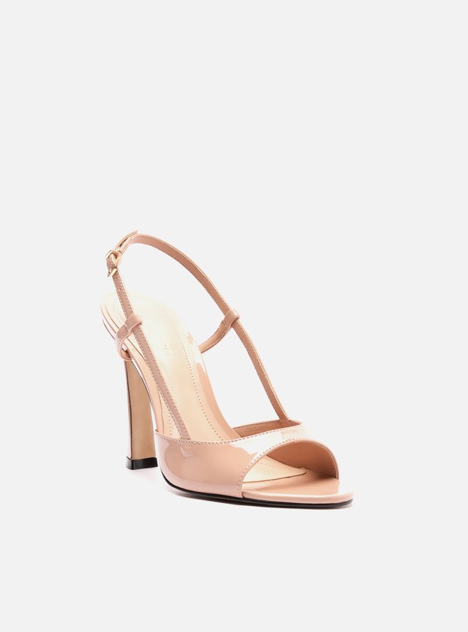 Sandália Rosa Verniz Salto Médio Slingback