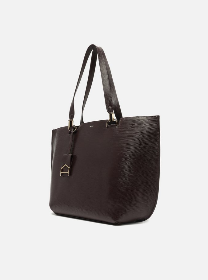 Bolsa Shopping Marrom Escura Couro Abraccio Grande